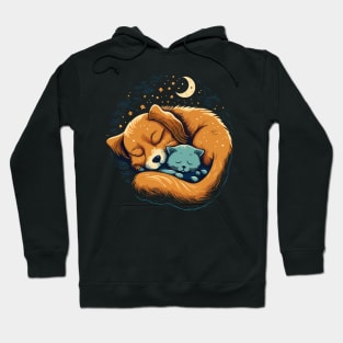 cat and dog naptime is my happy hour Hoodie